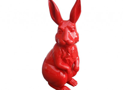 Garten Dekoration roter Hase Statue Figur Deko Statuen Skulptur Figuren 220 cm
